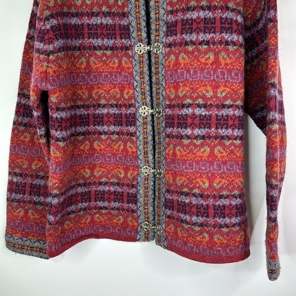 Vintage Newton Trading Co Fair Isle Wool Cardigan Sweater Size Medium - Picture 3 of 8
